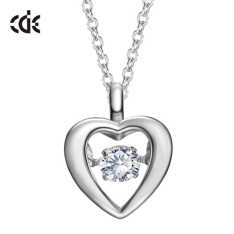 Sterling silver heart shaped dancing crystal necklace - CDE Jewelry Egypt